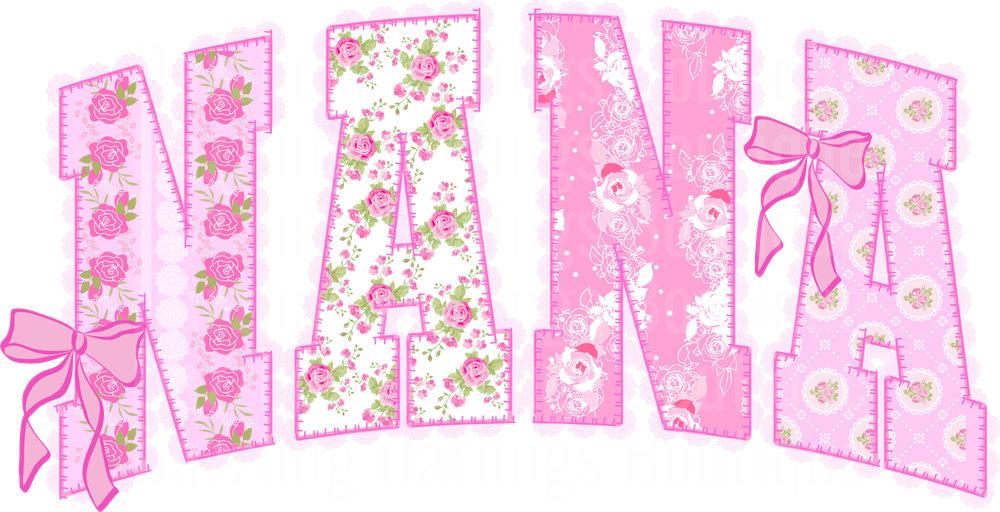Pink Floral Patchwork MAMA Letters with Ribbon Bows