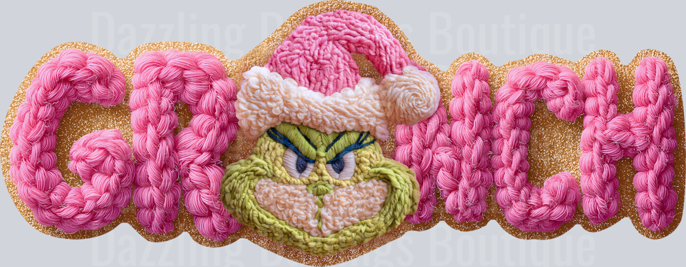 Grinch Pink Puffy Letters