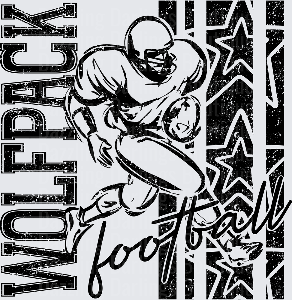 Wolfpack Football Player Grunge Stars Graphic