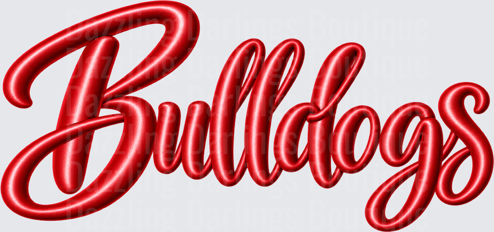 Bulldogs Bold Red Glossy Script Lettering
