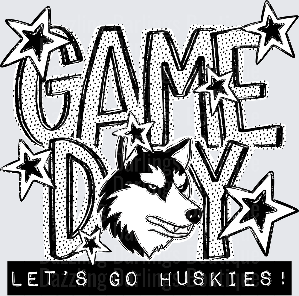 Game Day Let's Go Huskies Bold Star Mascot Design