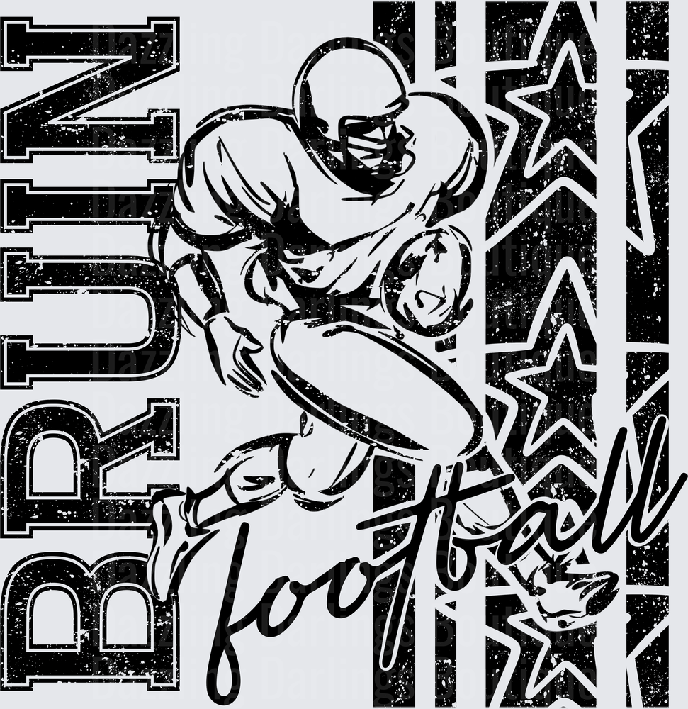 Bruins Football Running Back Grunge Stars Graphic