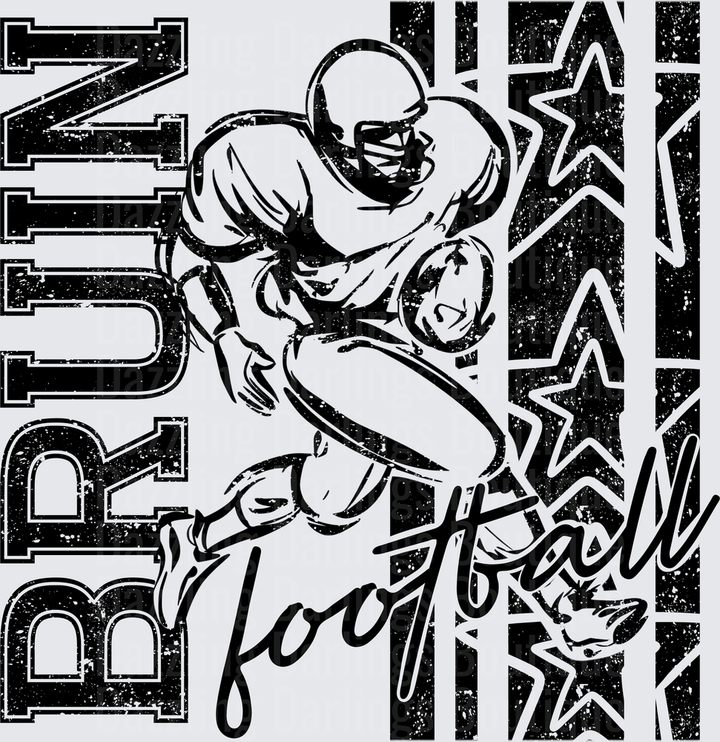 Bruins Football Running Back Grunge Stars Graphic
