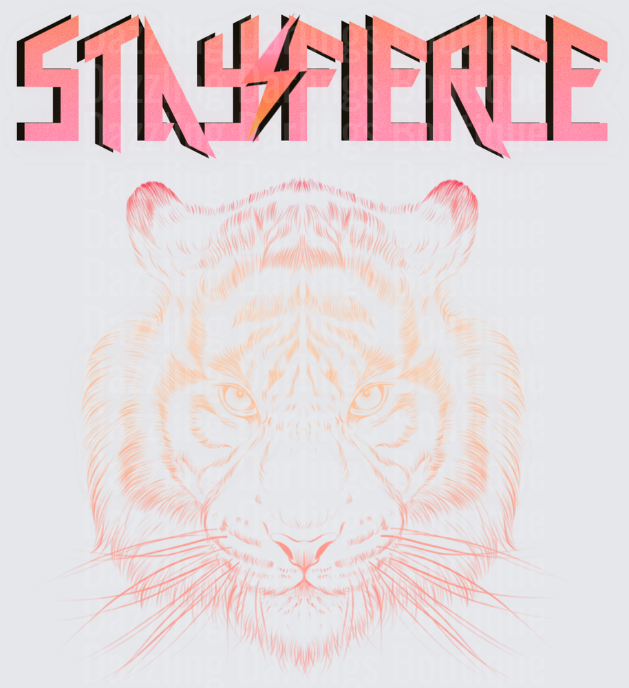 Stay Fierce Pink Gradient Tiger Face Motivational Design