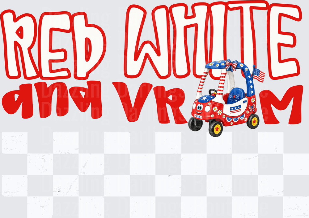Red White and Vroom Patriotic Cozy Coupe Car Design