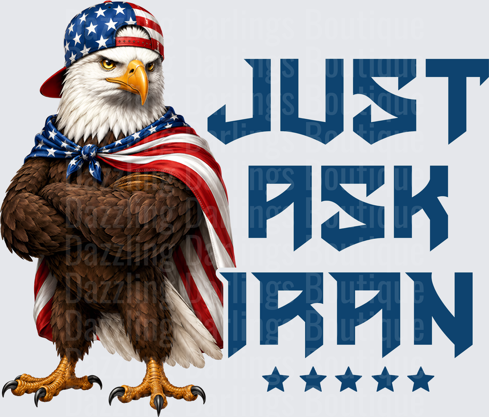 Patriotic Bald Eagle Wearing American Flag Bandana Just Ask Iran