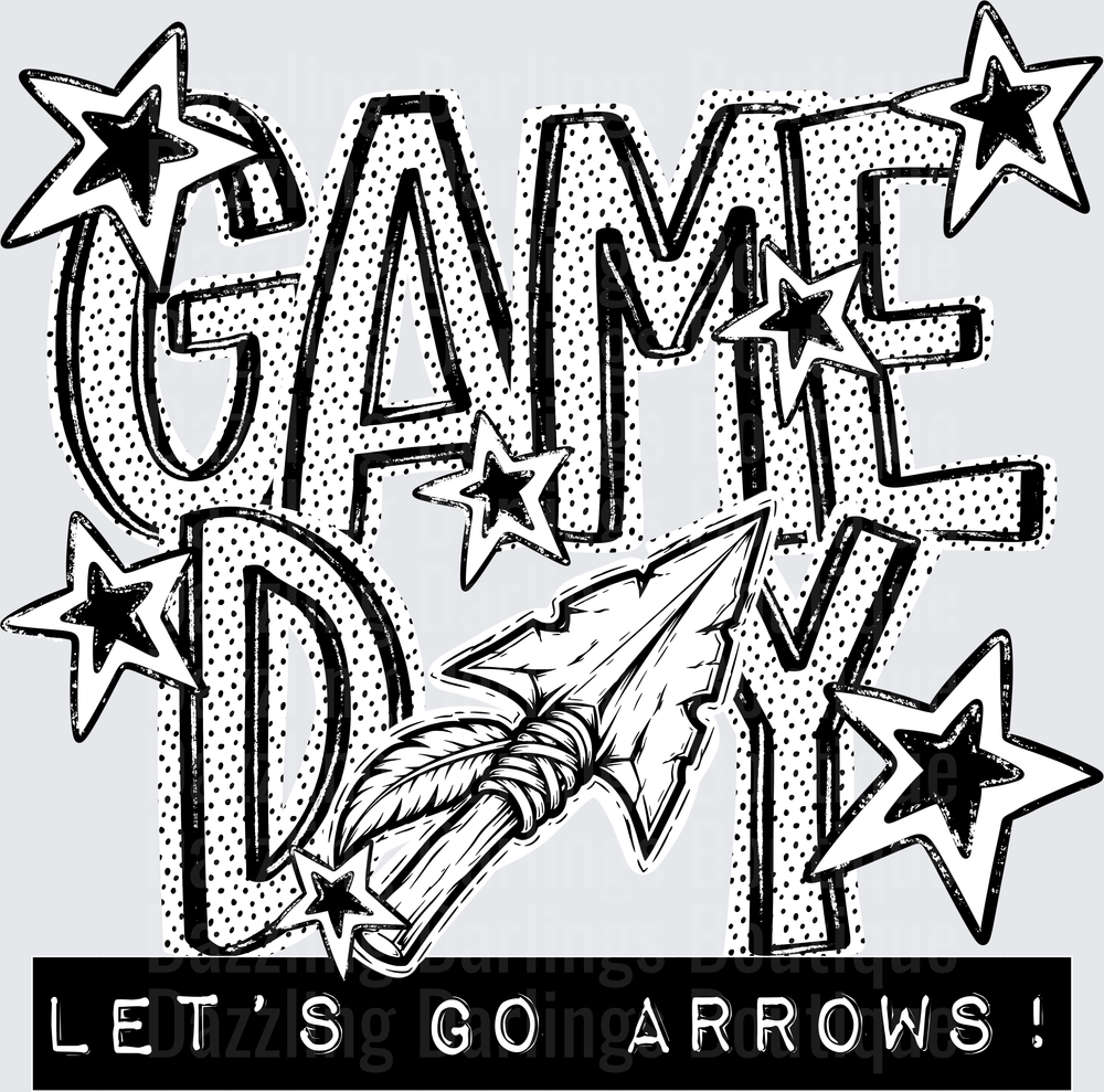 Game Day Let's Go Arrows Bold Stars Arrowhead Design