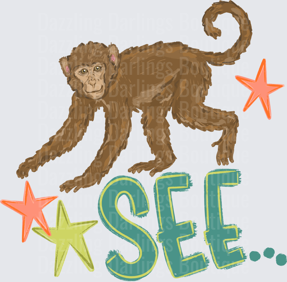 Monkey See Stars Playful Primate Design