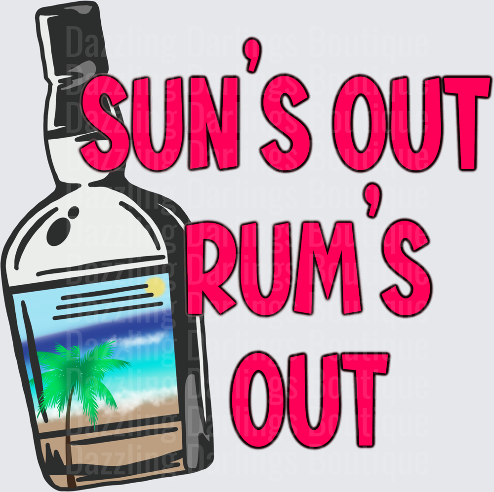 Sun's Out Rum's Out Tropical Beach Bottle Design