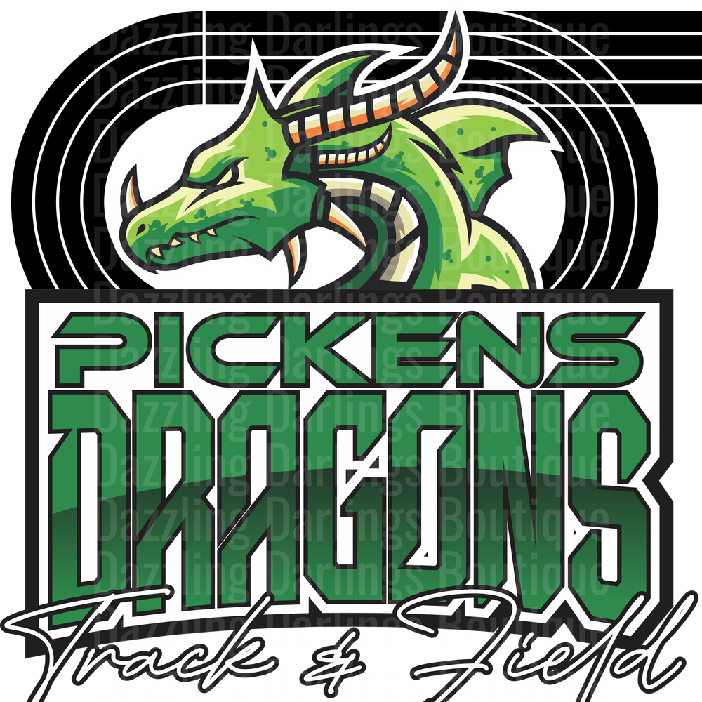 Track And Field Pickens Dragons Distressed Dragon Oval Track