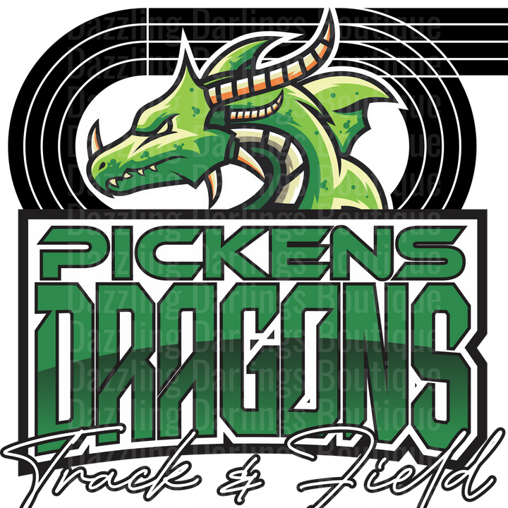 Track And Field Pickens Dragons Distressed Dragon Oval Track
