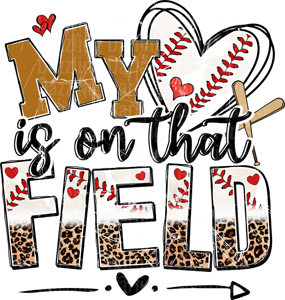 My Heart is on that Field Baseball Mom Design with Leopard Print