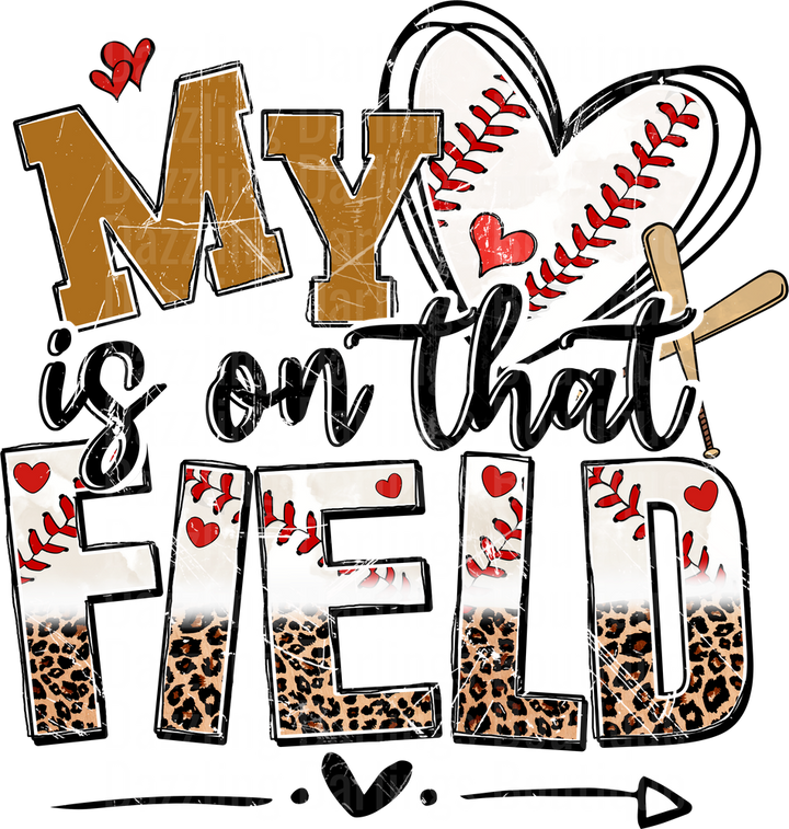 My Heart is on that Field Baseball Mom Design with Leopard Print
