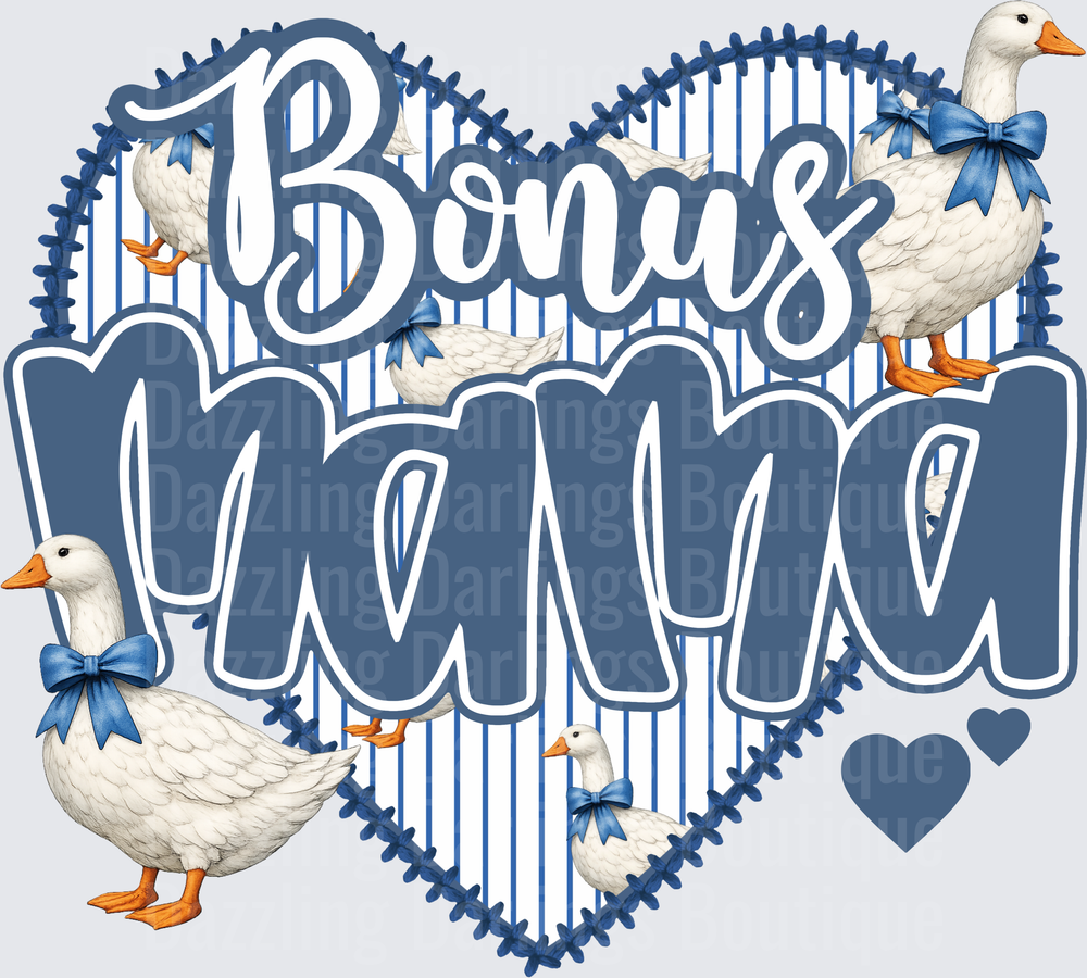 Bonus Nana Heart Design with White Geese and Blue Bows