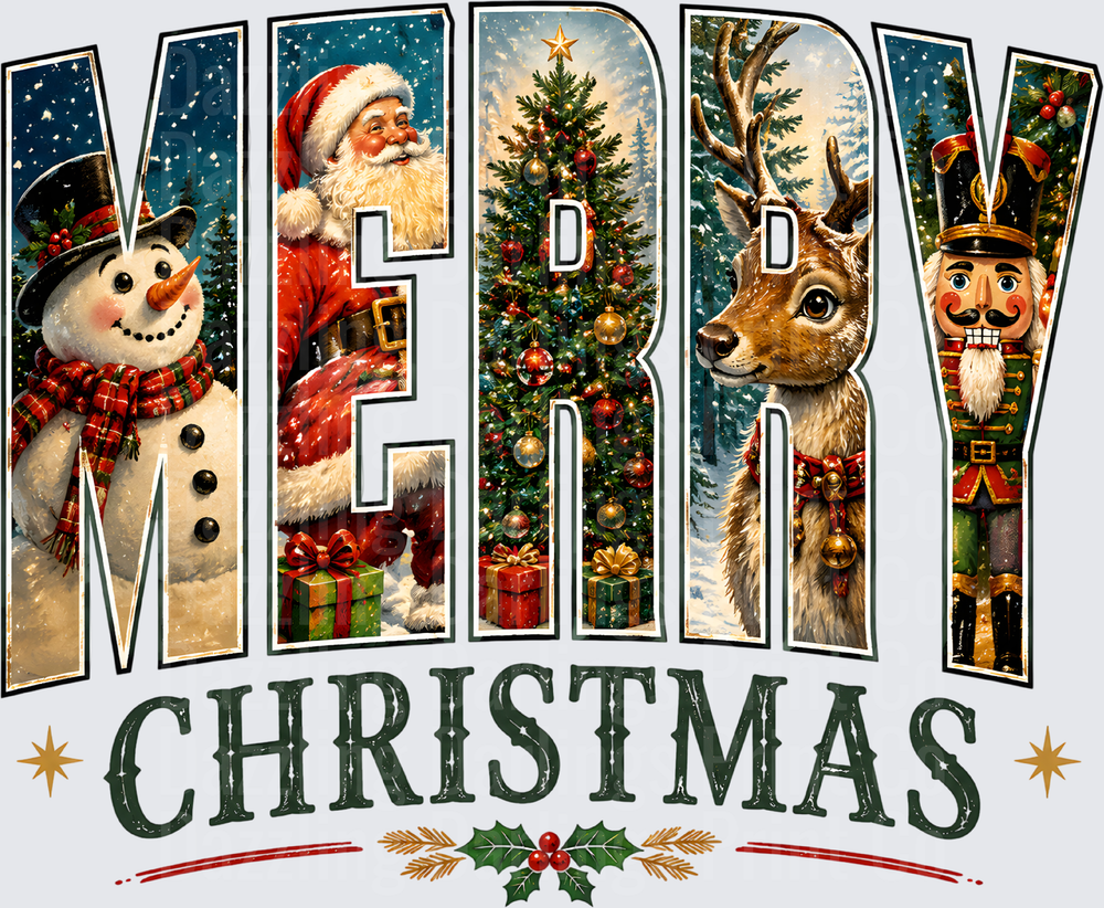 Merry Christmas Snowman, Santa,Tree
