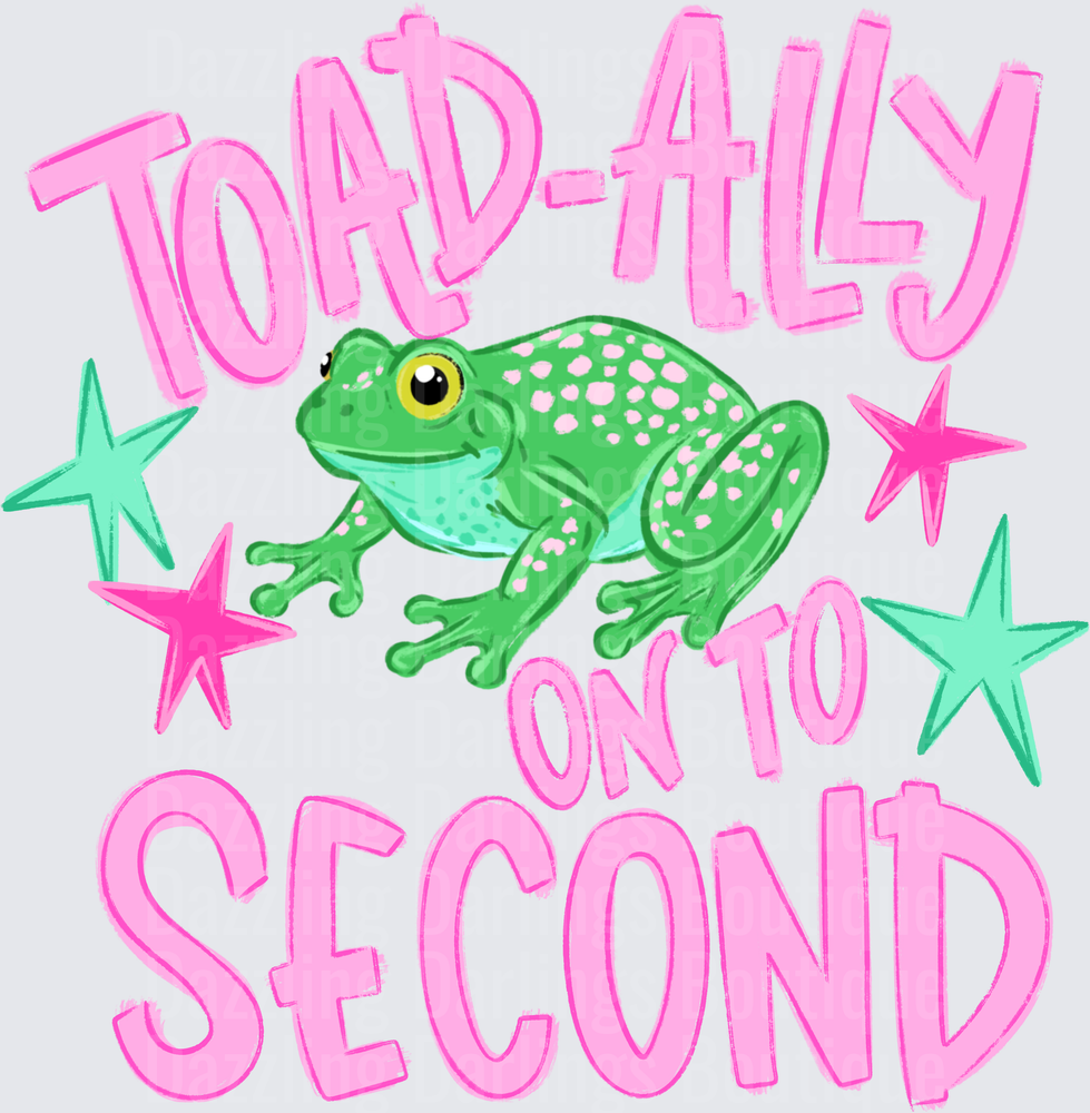 Toad-ally On To Second Grade Frog with Pink Stars