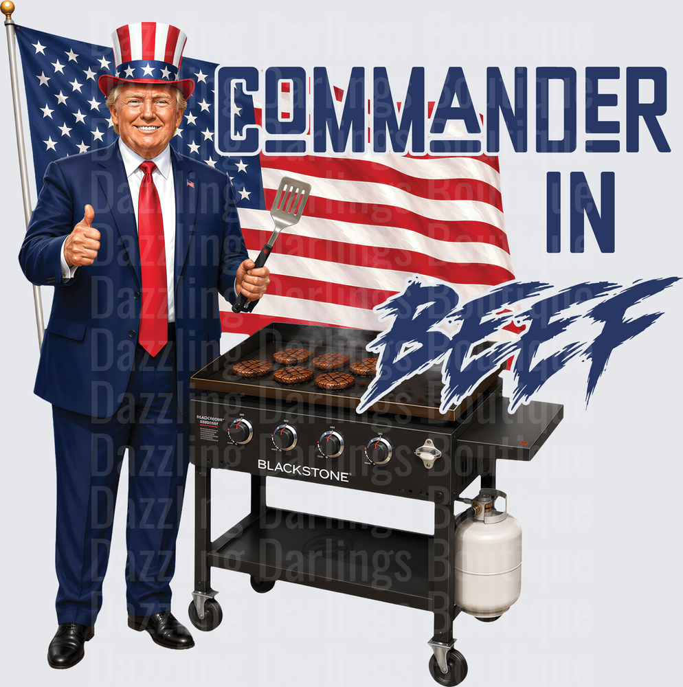 Commander in Beef Trump Grilling BBQ Patriotic Design