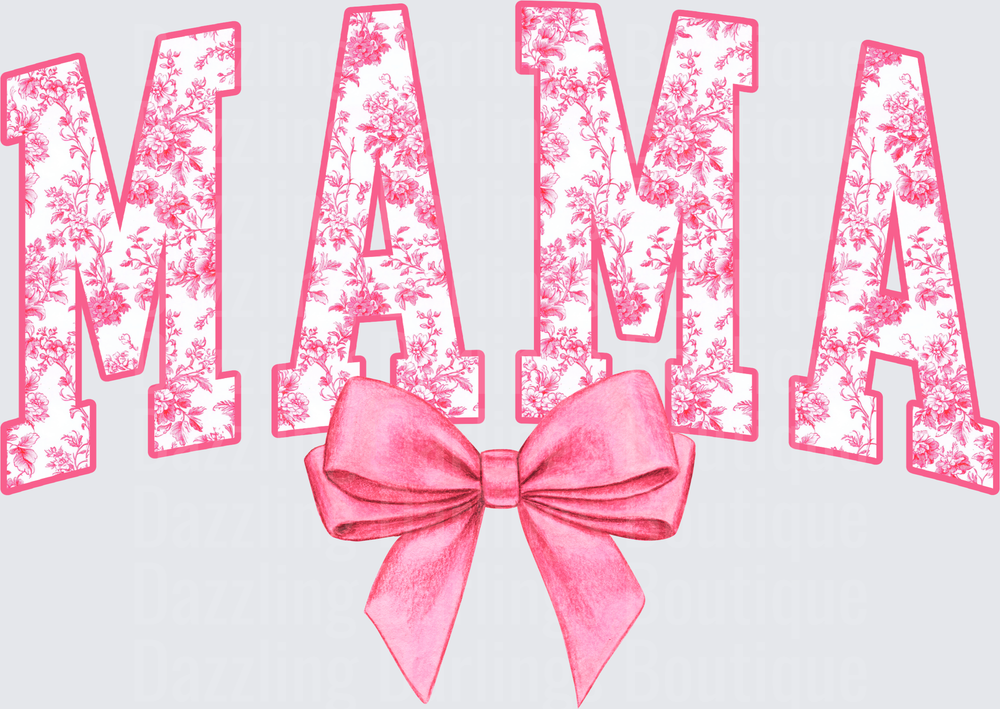 Pink Floral MAMA Letters with Bow Mother's Day Design