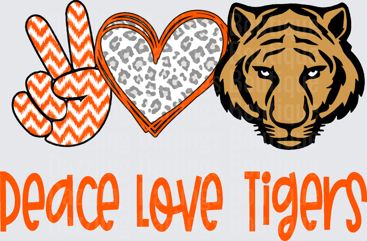 Peace Love Tigers Orange Chevron Leopard Heart Design