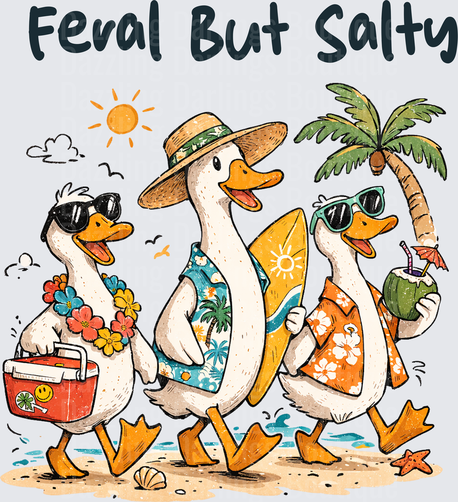 Feral But Salty Beach Ducks In Hawaiian Shirts Summer Squad
