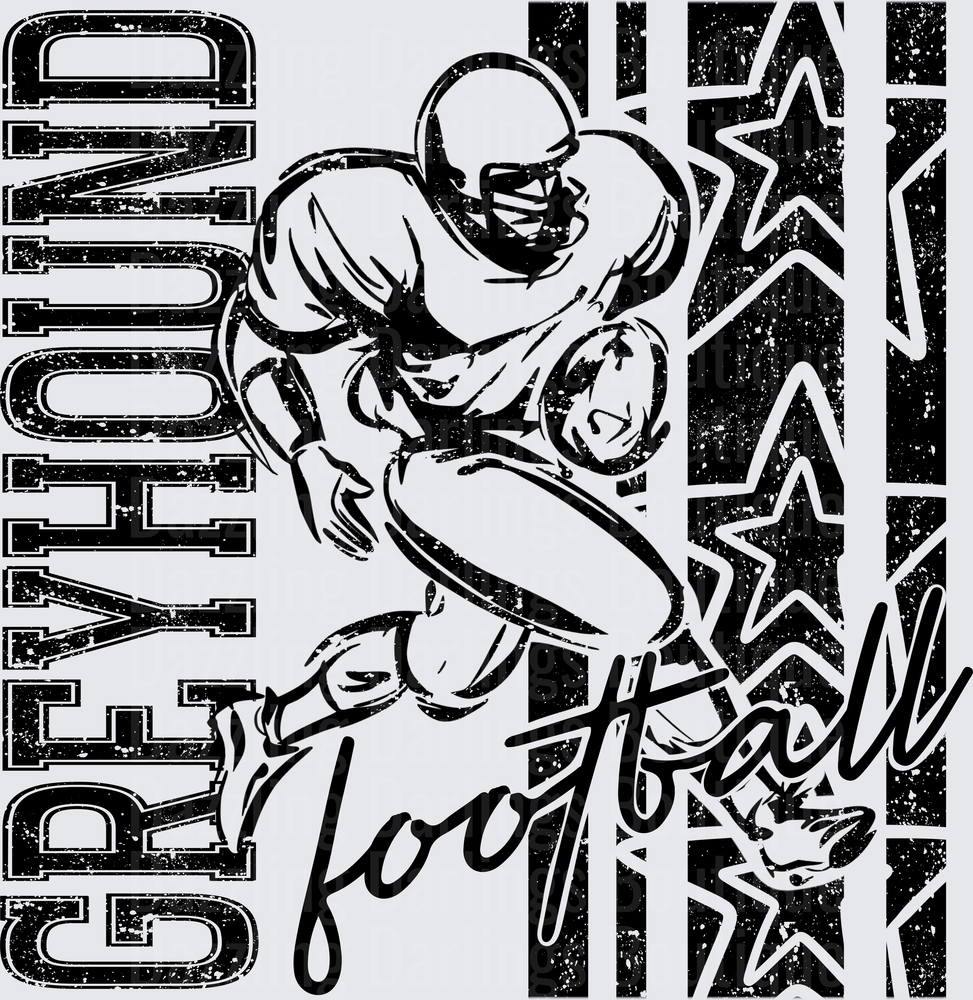 Greyhound Football Player Running Back Stars Grunge Design