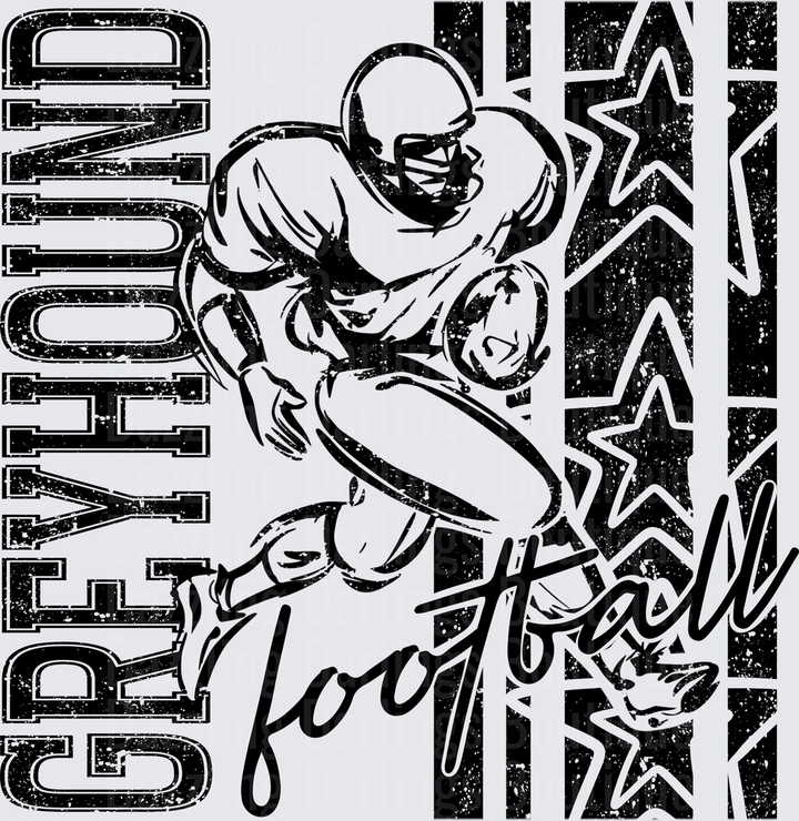 Greyhound Football Player Running Back Stars Grunge Design