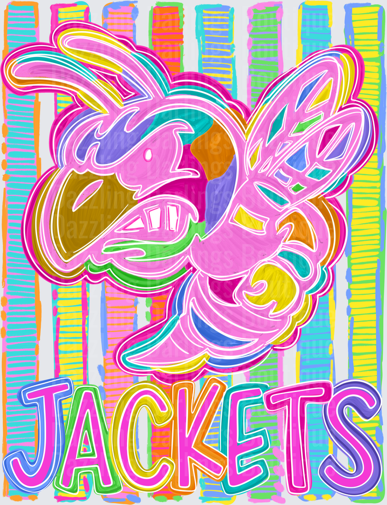 Colorful Retro Jackets Yellowjacket Mascot Stripe Background