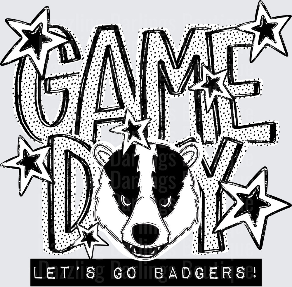 Game Day Let's Go Badgers Bold Star Mascot Design