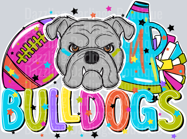 Bulldogs Football Cheer Bright Gray Bulldog