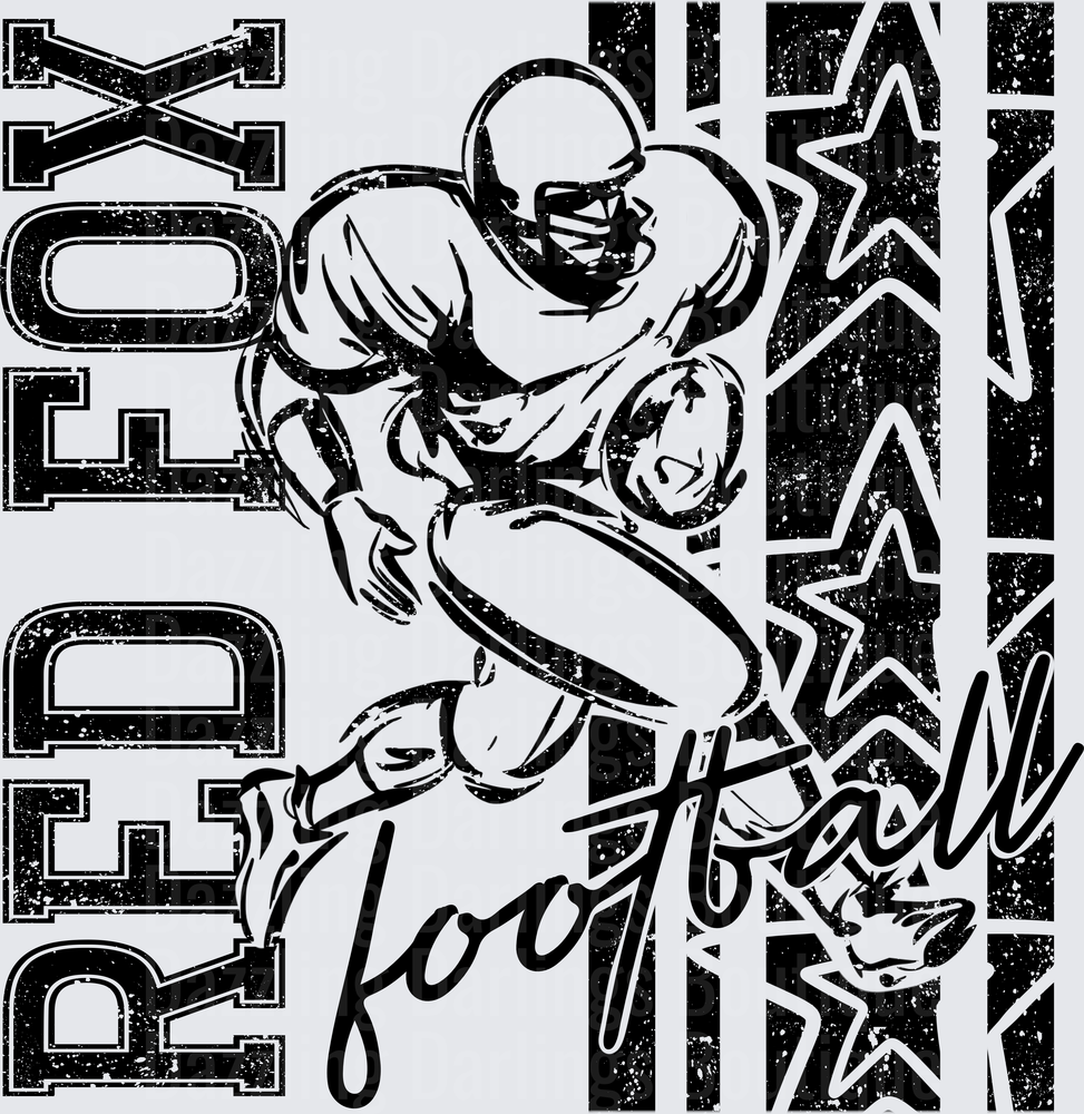 Red Fox Football Player Running Back Grunge Stars
