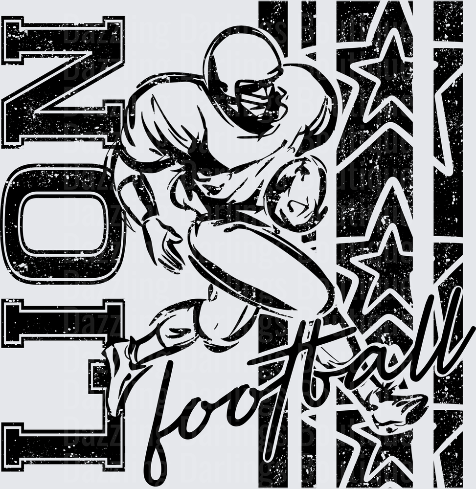 Grunge Football Player No. 1 Stars Script Varsity Design