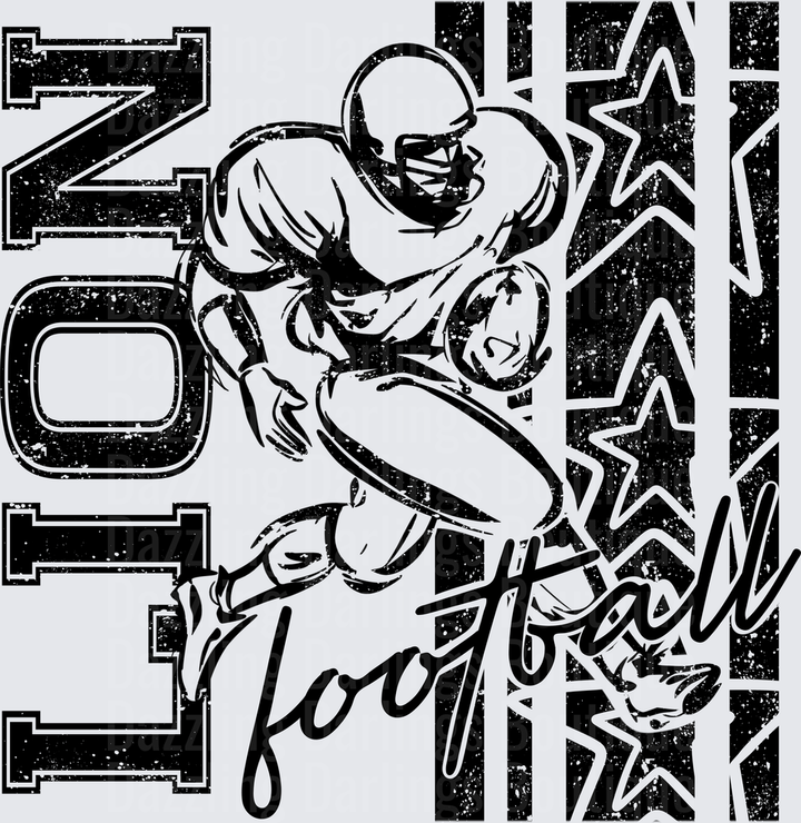 Grunge Football Player No. 1 Stars Script Varsity Design
