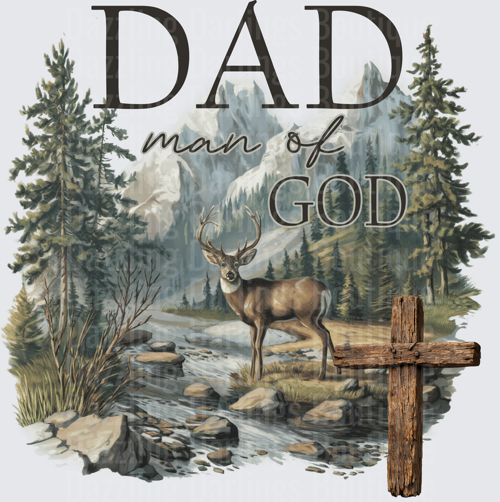 Dad Man of God Mountain Wilderness Deer Cross Christian Faith