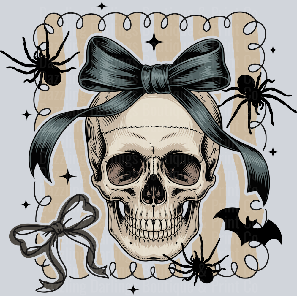 HALLOWEEN FALL DTF TRANSFER PREPPY SKELETON COQUETTE BOW