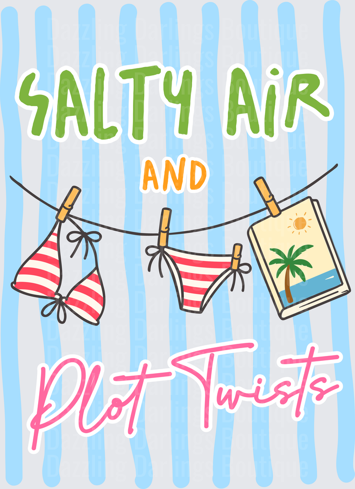 Salty Air and Plot Twists Bikini Clothesline Beach Book