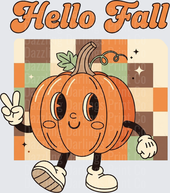 Checkered Pumpkin Hello Fall