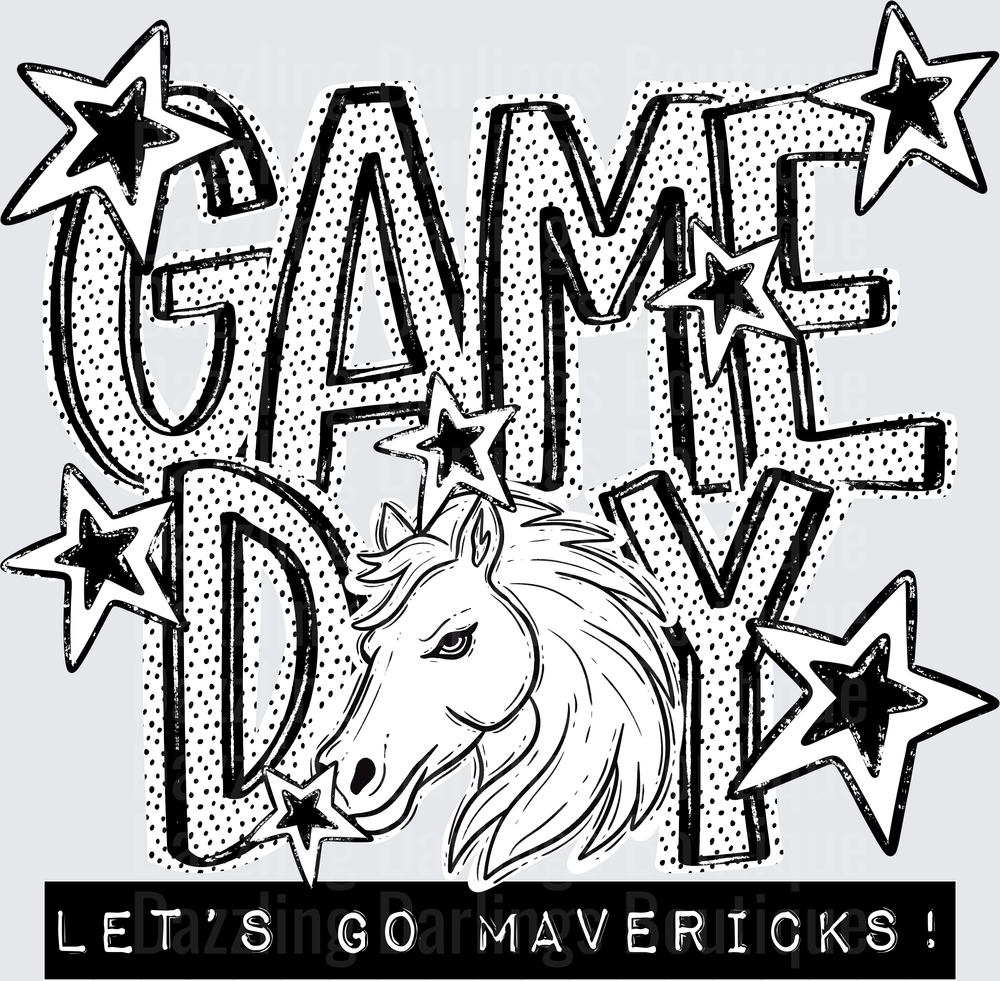 Game Day Let's Go Mavericks Unicorn Stars Graphic