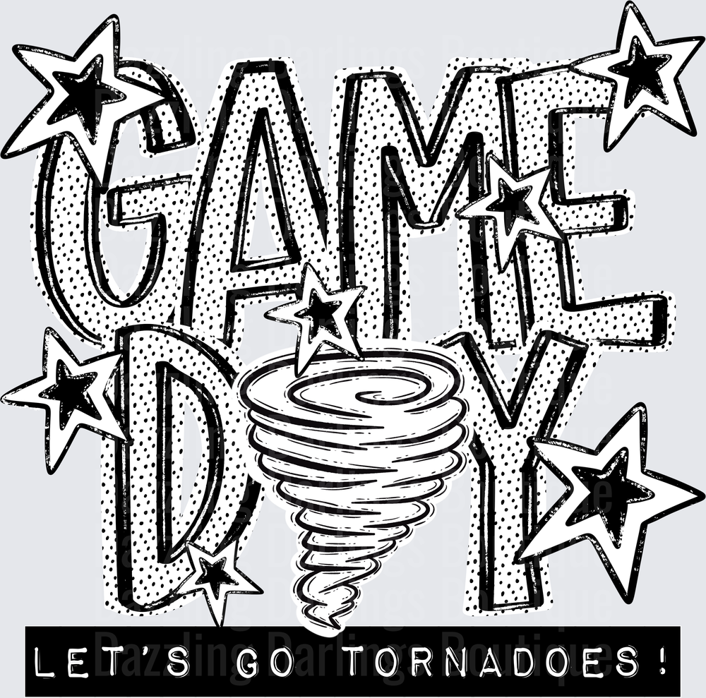 Game Day Let's Go Tornadoes Tornado Swirl Stars Design