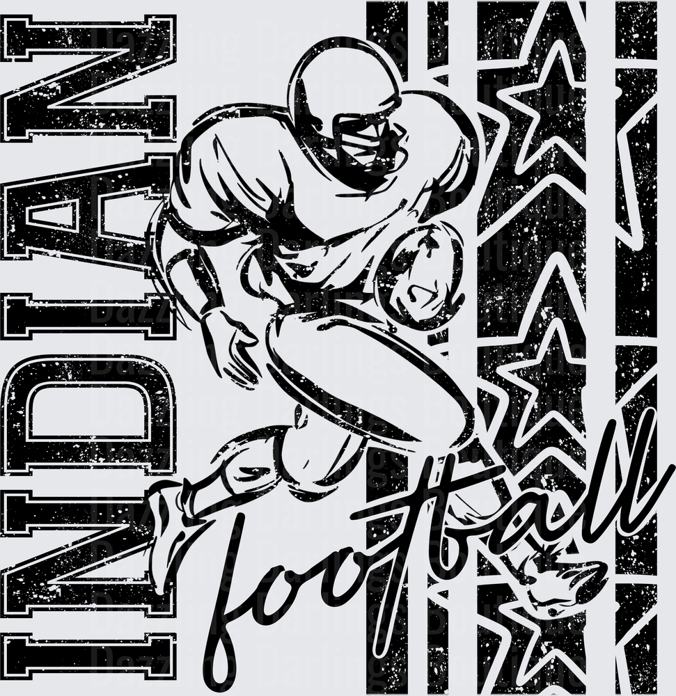 Indian Football Grunge Running Back Stars Design