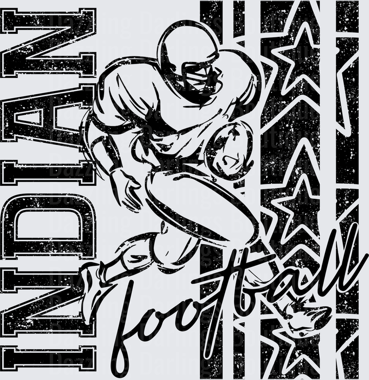 Indian Football Grunge Running Back Stars Design