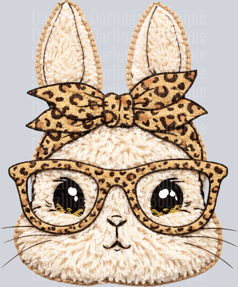 FAUX YARN KNITTED LEOPARD EASTER BUNNY