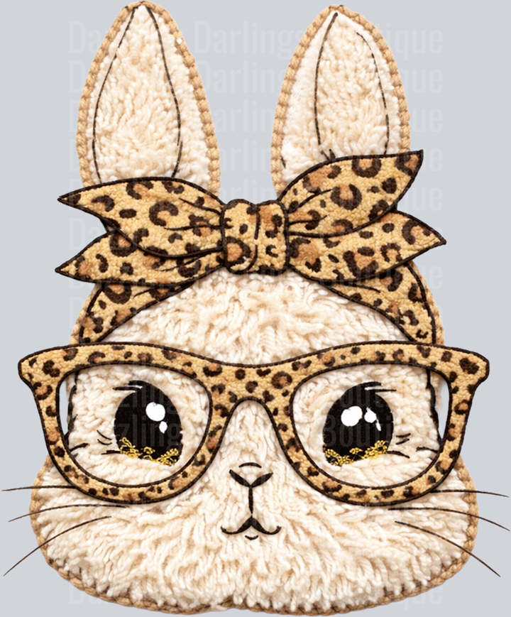 FAUX YARN KNITTED LEOPARD EASTER BUNNY