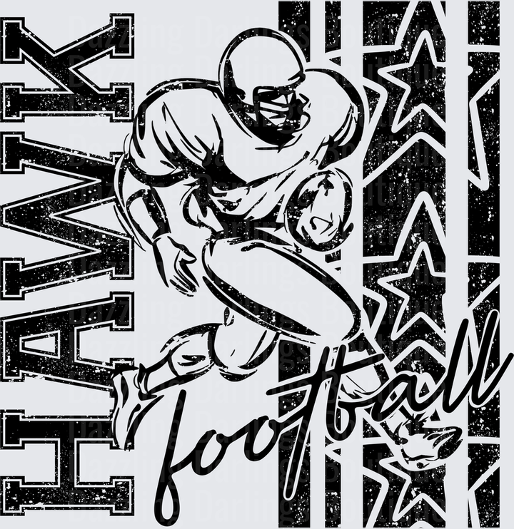 Grunge Football Player Running Back Stars Script Text