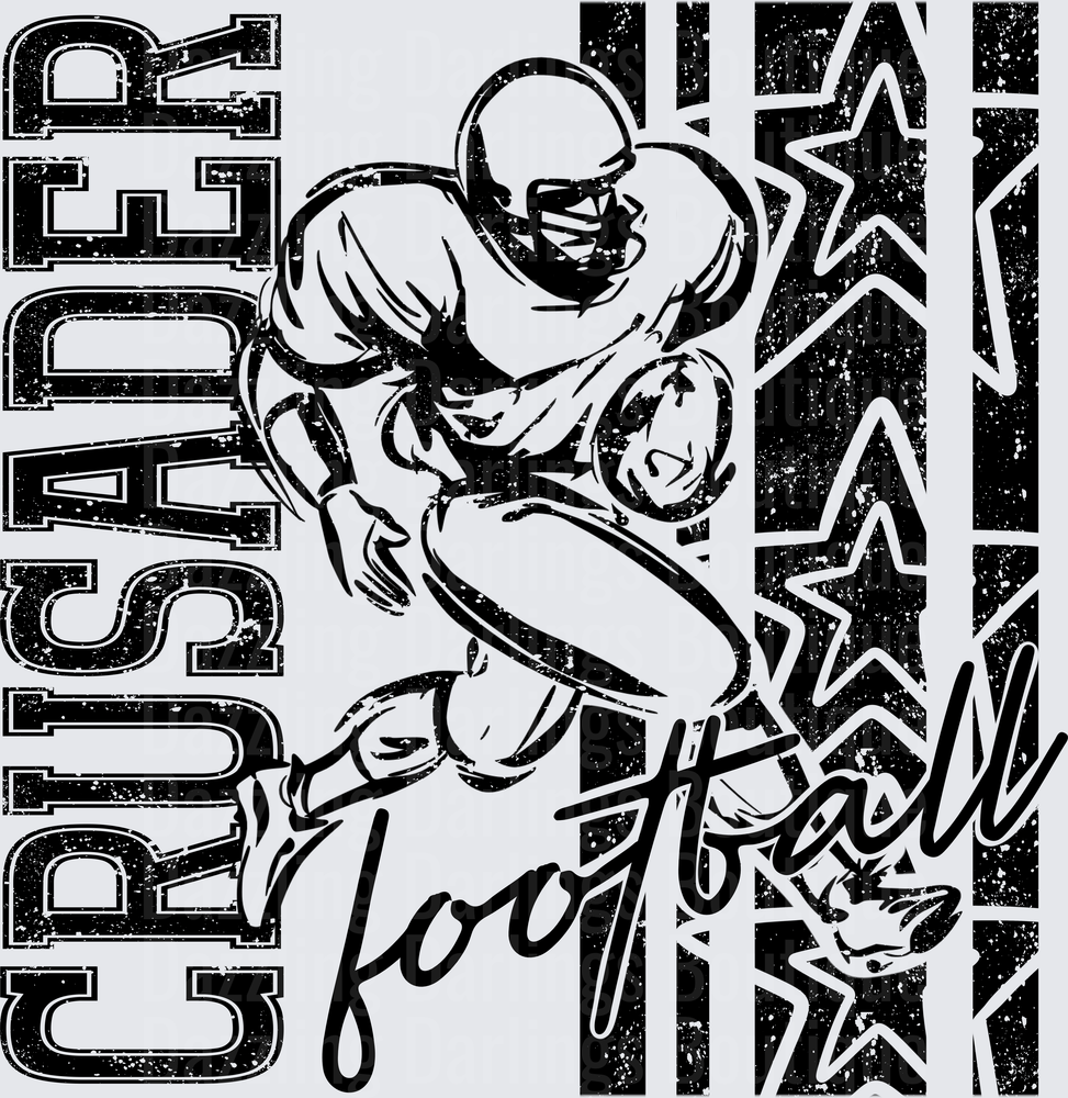 Crusader Football Player Running Back Grunge Stars Design