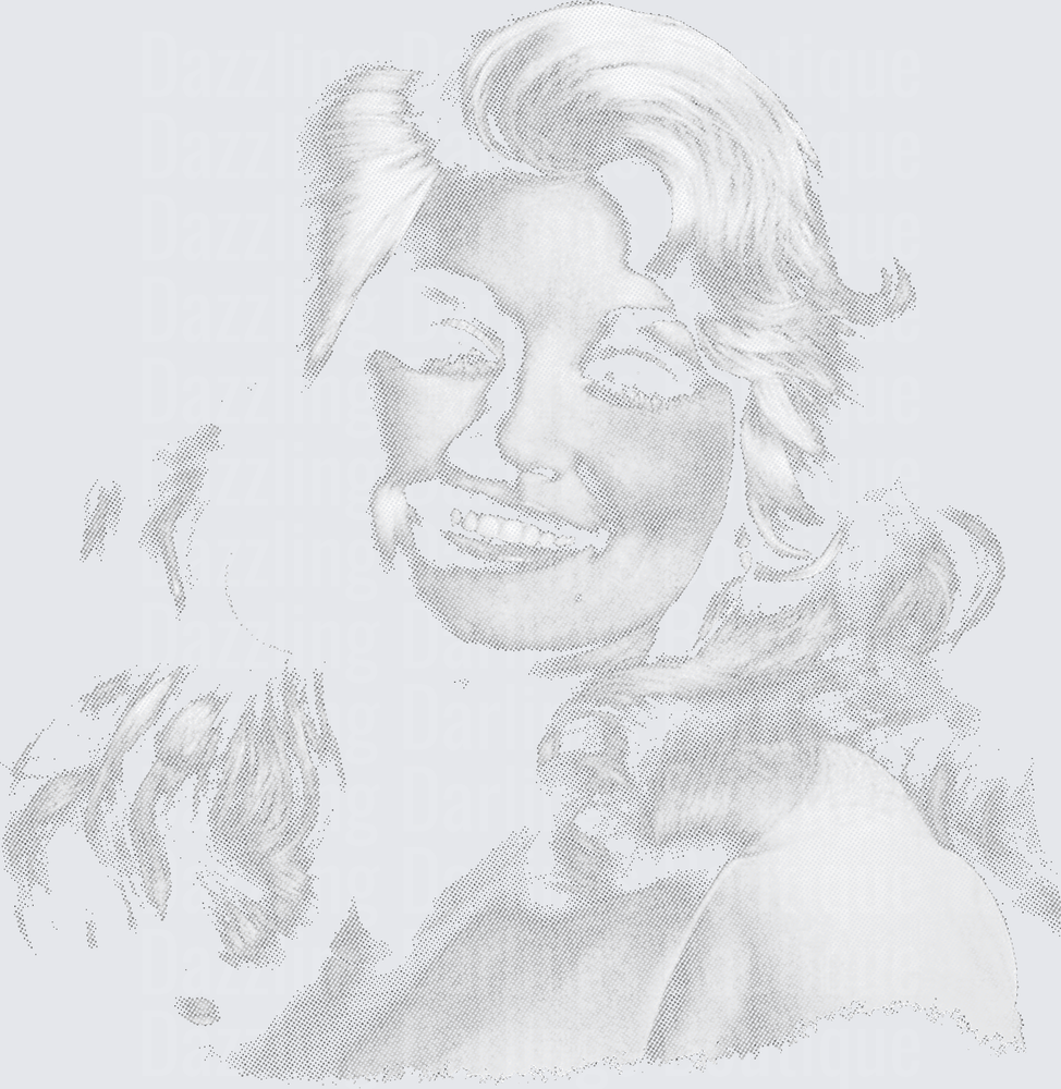 Dolly Parton Smiling Portrait Halftone Grayscale Design