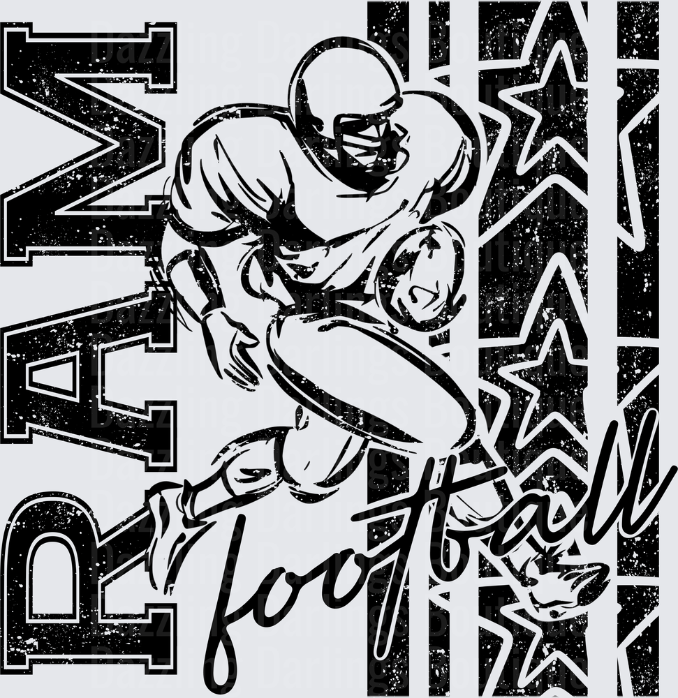 Rams Football Running Back Grunge Stars Vintage Graphic