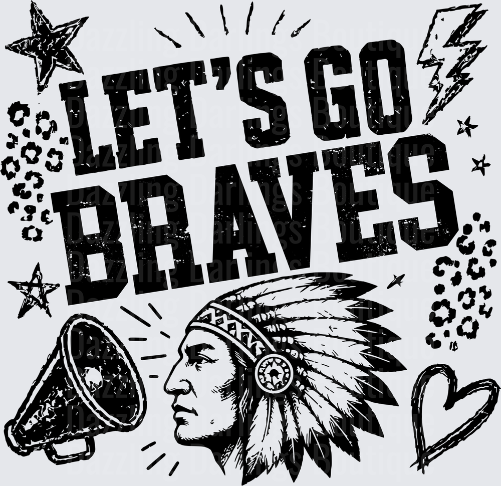 Let's Go Braves Native Chief Mascot Leopard Print Stars