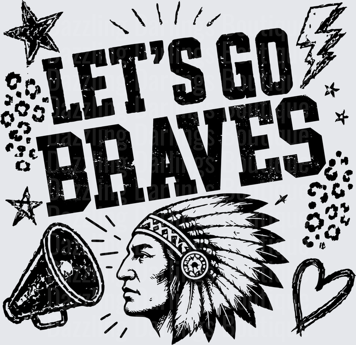 Let's Go Braves Native Chief Mascot Leopard Print Stars