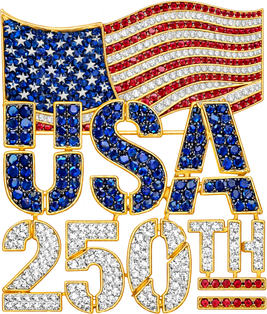 USA 250th Anniversary Jeweled American Flag Design