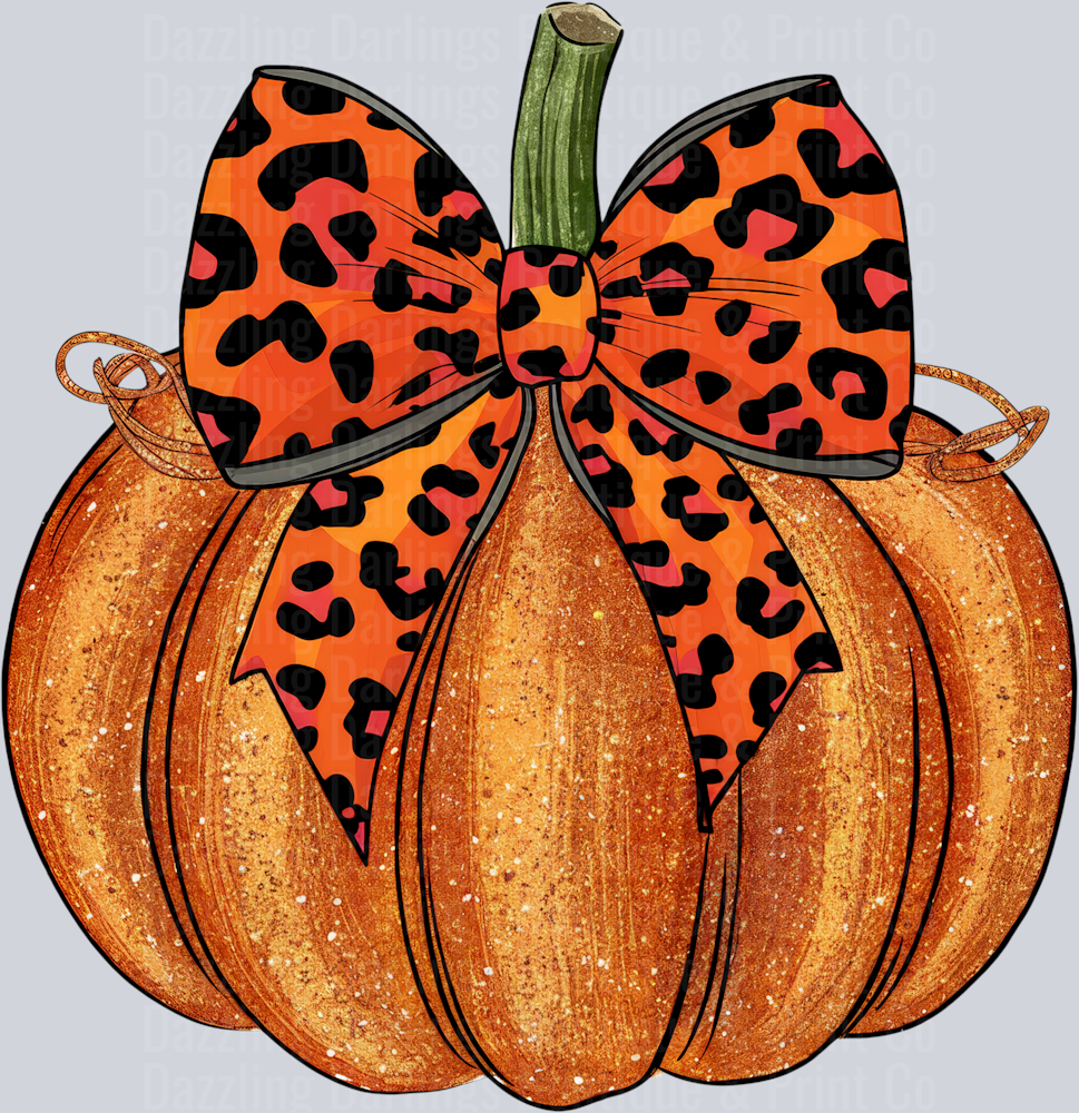 HALLOWEEN FALL DTF TRANSFER PUMPKIN LEOPARD COQUETTE BOW